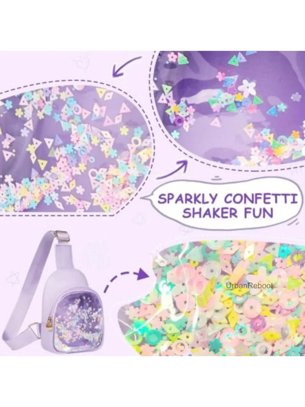 Clear Crossbody Sling Bag for Toddler Girls PU Leather Adjustable Strap